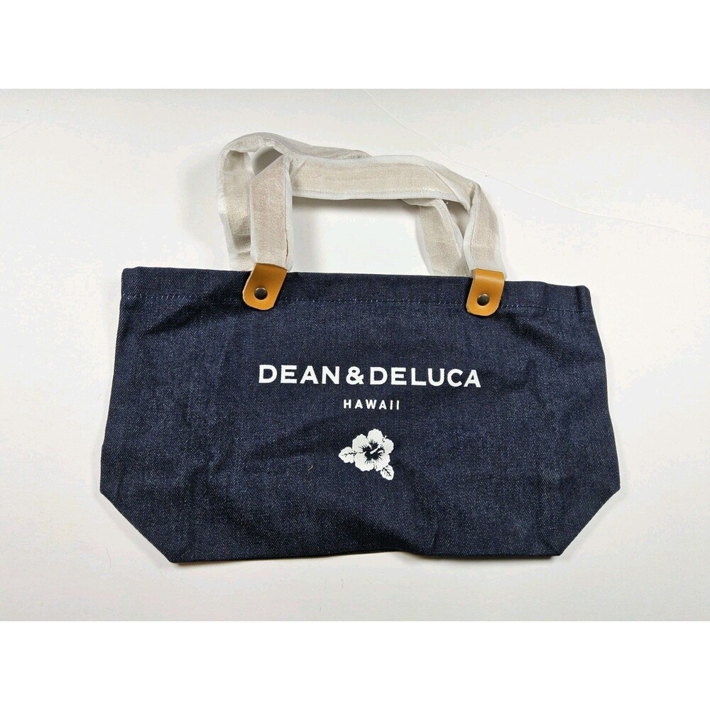 Dean & Deluca Hawaii Lightweight Denim Leather Handles Small Tote Bag